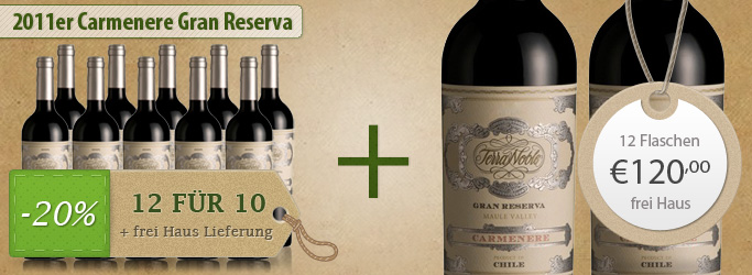 12 für 10 Angebot: 2011er Carmenere Gran Reserva - Terre Noble